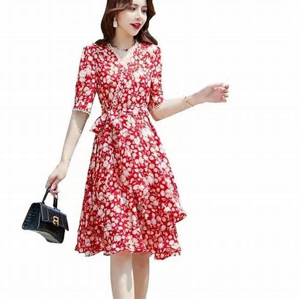 Tren Gaun Sifon Floral Kekinian