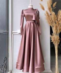 Gaun Elegan Bahan Satin