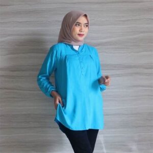 Blus Satin Biru Royal